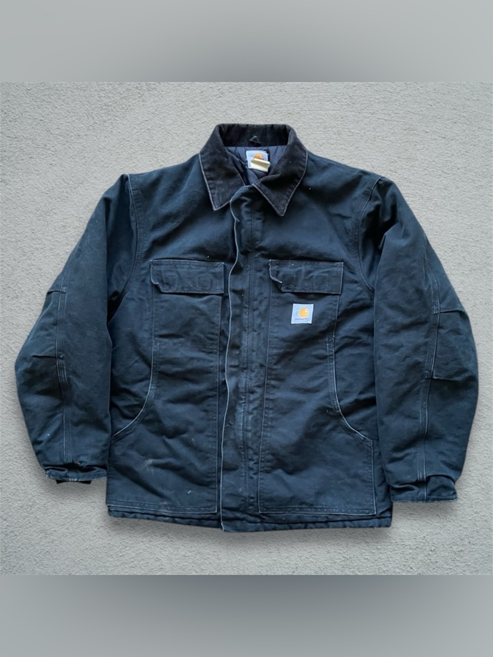 Vintage Carhartt Arctic Jacket BLK L Corduroy Collar Quilt Lined Y2K Canvas